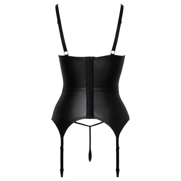 Abierta Fina - avoin rintaliivit sukkanauhalla - musta