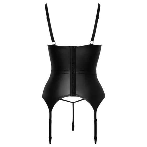 Abierta Fina - avoin rintaliivit sukkanauhalla - musta - M