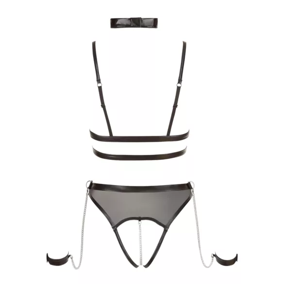 Cottelli Bondage - avoin body hihnoilla ja ketjuilla - musta - XL