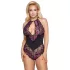 Cottelli Plus Size - kukkakuvioinen body - musta-violetti - 2XL
