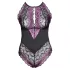 Cottelli Plus Size - kukkakuvioinen body - musta-violetti - 2XL