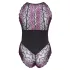Cottelli Plus Size - kukkakuvioinen body - musta-violetti - 2XL