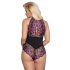Cottelli Plus Size - kukallinen body (musta-violetti) - 4XL