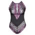 Cottelli Plus Size - kukallinen body (musta-violetti) - 4XL