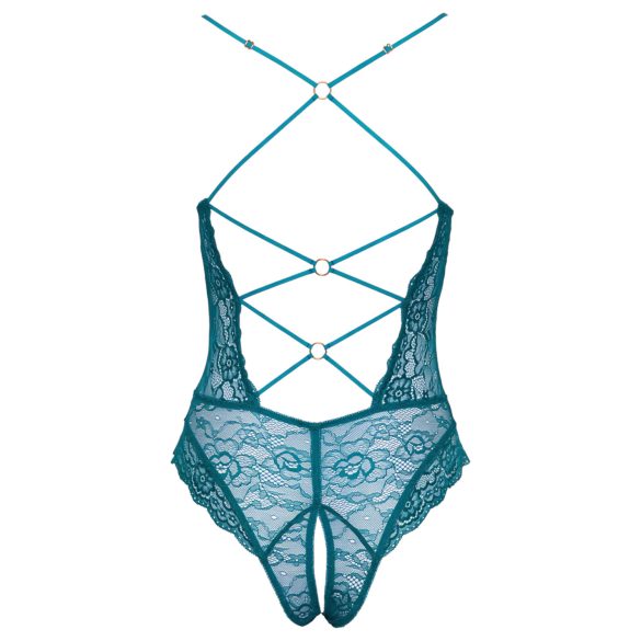 Cottelli - nyöritetty pitsibody avoin - vihreä - XL