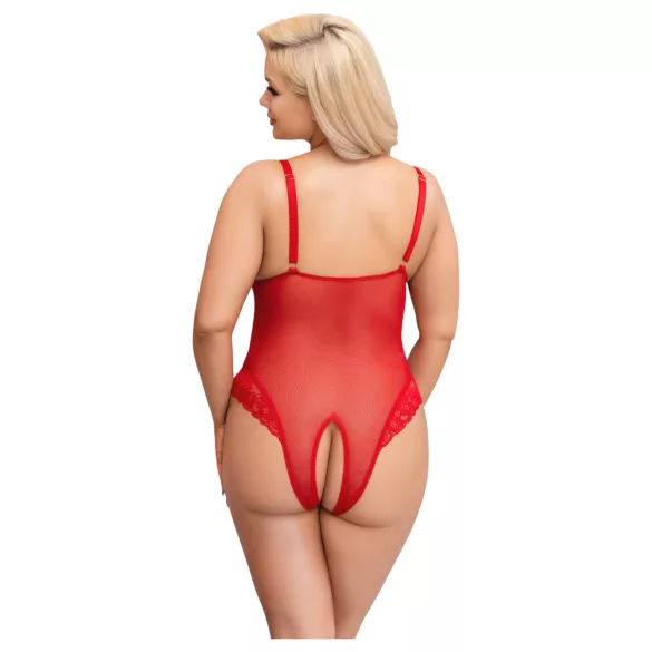 Cottelli Curves - läpinäkyvä pitsibody - punainen