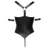 Cottelli Bondage - kiiltävä, rengasmainen, avoin body (musta) - XL