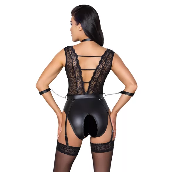 Cottelli Bondage - pitsinen kaulapantibody - musta - L