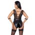 Cottelli Bondage - pitsibody kaulapannalla (musta) - L