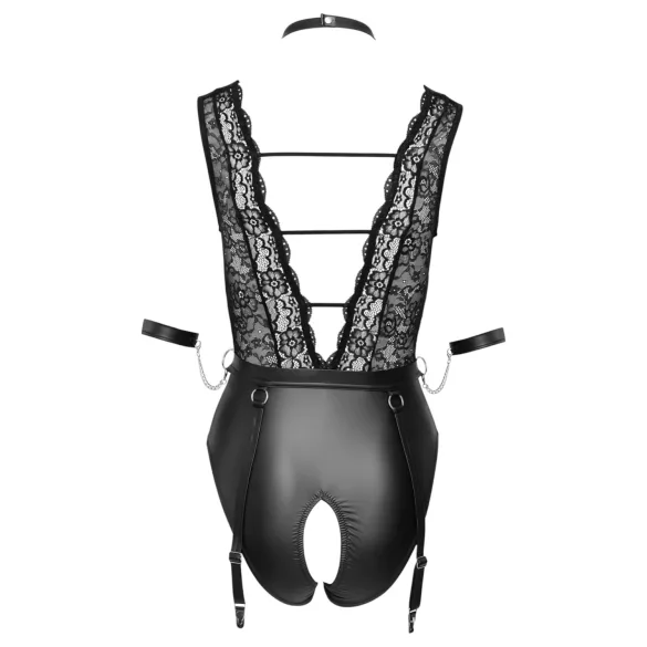 Cottelli Bondage - pitsinen kaulapantibody - musta - L