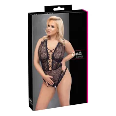   Cottelli Curves Plus Size - läpinäkyvä pitsibody - musta - 90D/XL