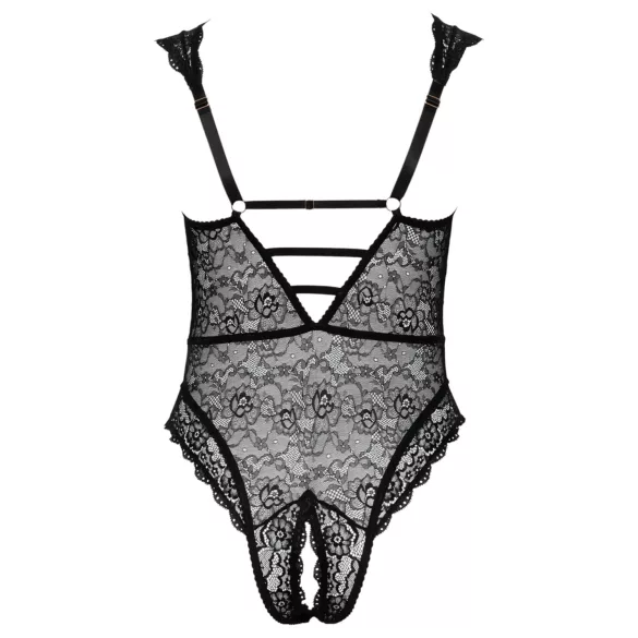 Cottelli Curves Plus Size - läpinäkyvä pitsibody - musta - 90D/XL