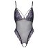 Cottelli - Kirjailtu, avoin pitsibody (musta-violetti) - L