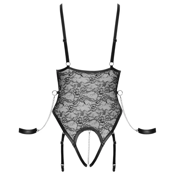 Cottelli Bondage - avoin body käsiraudoilla - musta - L