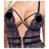Cottelli - avoin ja remmien sexy body (musta) - M