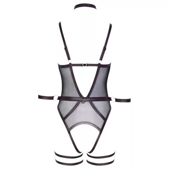 Cottelli Bondage - avoin body ja käsikahleet (musta) - L
