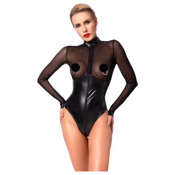 Noir - kiiltävä body läpinäkyvällä paneelilla (musta) - XL