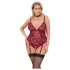 Cottelli Curves - body ketjuyksityiskohdilla - pitsi - punainen