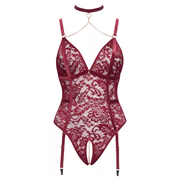 Cottelli Curves - body ketjuyksityiskohdilla - pitsi - punainen