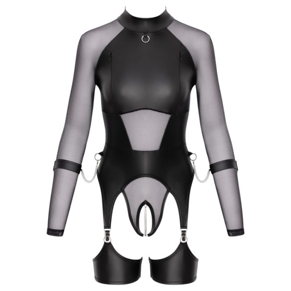 Cottelli Bondage - läpinäkyvä paita käsiraudoilla - musta - L