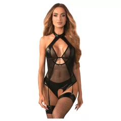   Obsessive Dominna - läpinäkyvä kiiltävä body - musta - L/XL