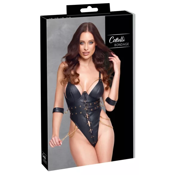 Cottelli - ketjuilla varustettu bondage-body (musta)