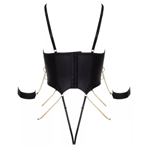 Cottelli - ketjuilla varustettu bondage-body (musta) - M
