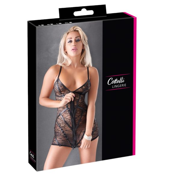 Cottelli - kiiltävä raidallinen pitsimekko - musta