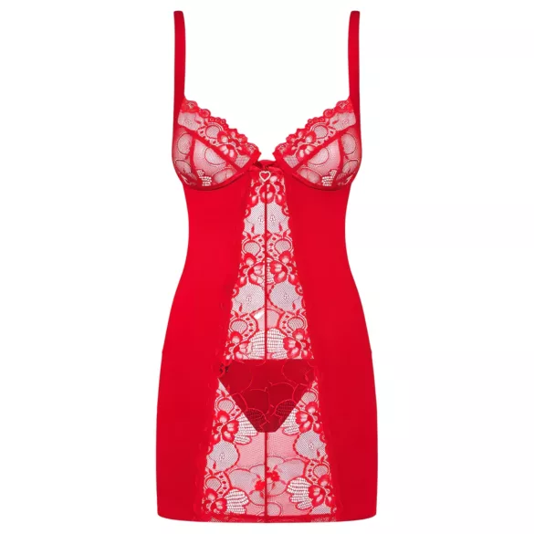 Obsessive Heartina - babydoll ja stringit - punainen - L/XL