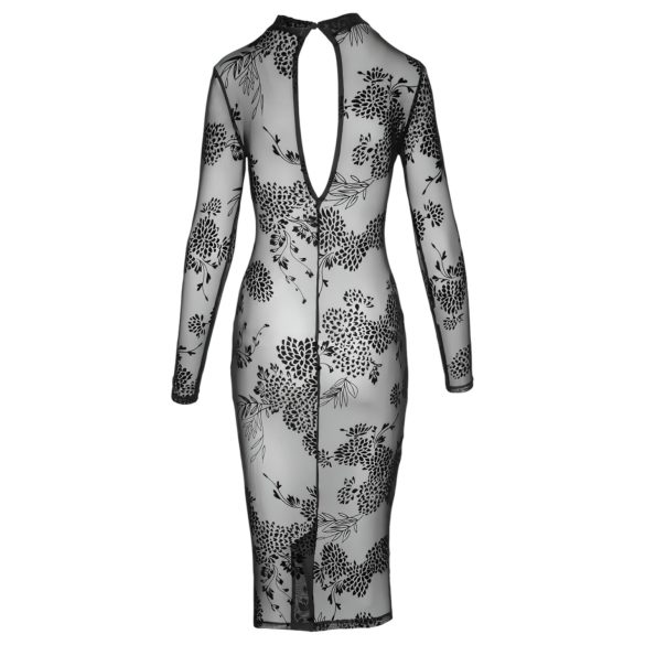 Noir - läpinäkyvä, kukkainen, pitkähiha1en mekko (musta) - M