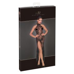 Noir - läpinäkyvä pitkä mekko - kukkakuvio - musta