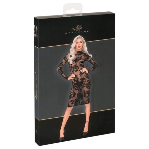 Noir - ruusun-kuvioitu, pitkähihaiset mekko (musta)