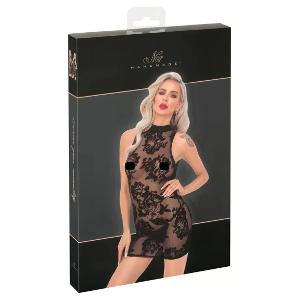 Noir - ruusukuvioinen hihaton minimekko (musta)