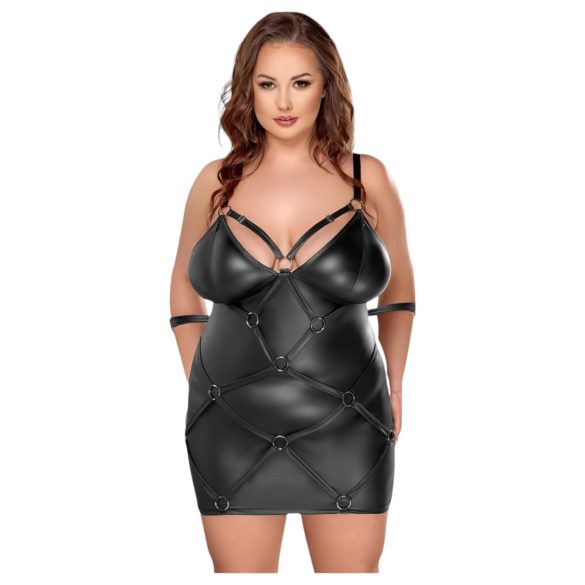 Cottelli Plus Size - mustan hurmaava mekko ja käsiraudat - 2XL