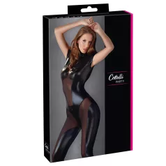 Cottelli - lyhythihainen kiiltävä catsuit (musta) - L