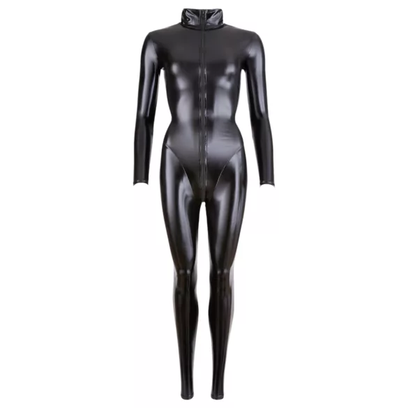 Cottelli - kiiltävä pitkähihainen catsuit - musta - L
