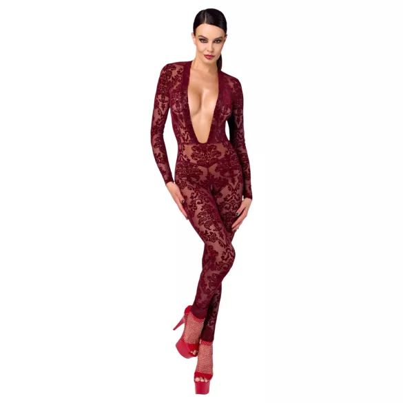 Noir Kink Royal - läpinäkyvä catsuit - punainen - M