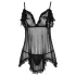 Cottelli - babydoll - kevyt röyhelö - musta - XL