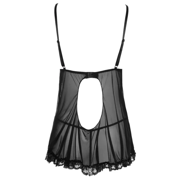 Cottelli - babydoll - kevyt röyhelö - musta - XL