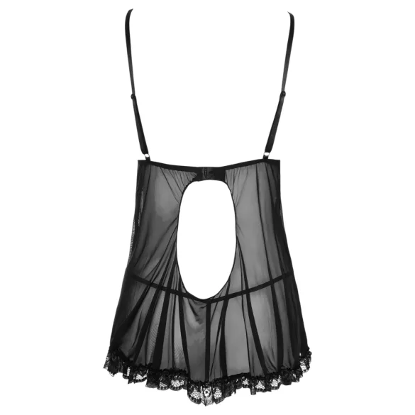 Cottelli - babydoll - kevyt röyhelö - musta - XL