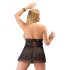 Cottelli Plus Size - pitsinen babydoll (musta) - 4XL