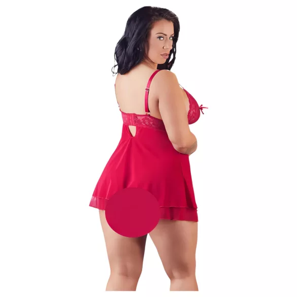 Cottelli Plus Size - babydoll pitsillä - punainen - iso koko
