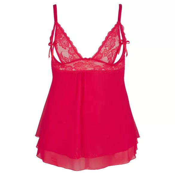 Cottelli Plus Size - babydoll pitsillä - punainen - iso koko - XL