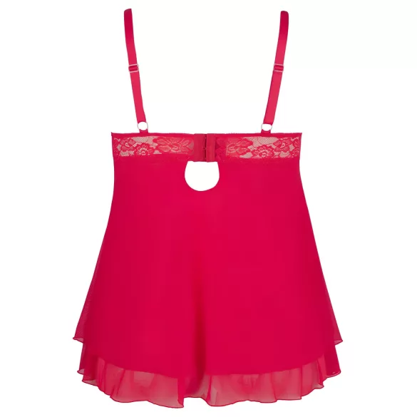Cottelli Plus Size - babydoll pitsillä - punainen - iso koko - 3XL