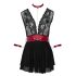 Cottelli Bondage - kaulapannallinen pitsibabydoll (musta) - XL