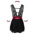 Cottelli Bondage - kaulapannallinen pitsibabydoll (musta) - XL
