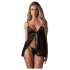 Obsessive Blomentis - babydoll setti - pitsiyksityiskohdat - musta