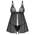 Obsessive Blomentis - babydoll setti - pitsiyksityiskohdat - musta