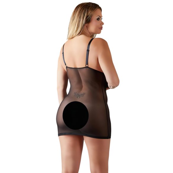 Cottelli Plus Size - pitsinen läpinäkyvä yöasu (musta)