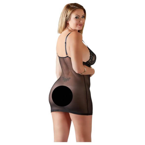 Cottelli Plus Size - läpikuultava pitsinen babydoll - musta - 2XL